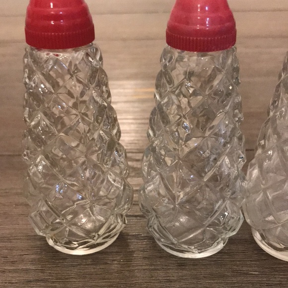 Vintage retro diner glassware salt & pepper sets Gemco syrup 7 pieces (a) - Picture 5 of 9